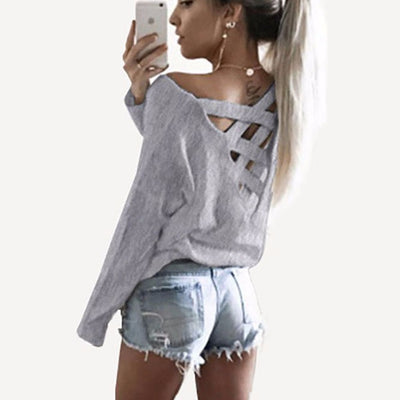 Womens Sexy Cross Patch Long Sleeve Shirt