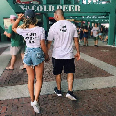 If Lost Return To Babe/ I Am Babe Couples T-Shirt Set