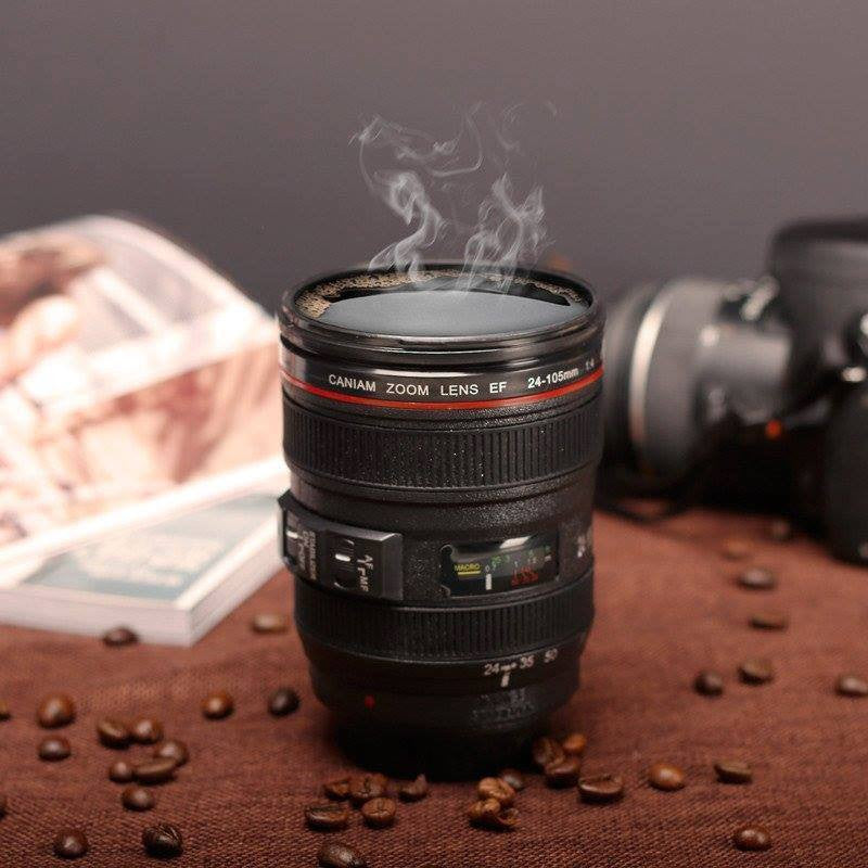 Novelty Stainless Steel Camera Lens Travel Coffee Mug