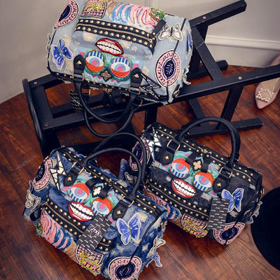 Rock Style Denim Fashion Tote Handbags