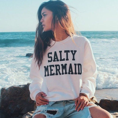 "SALTY MERMAID" Womens Long sleeve Crewneck Sweatshirt