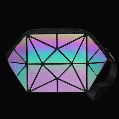 Geometric reflective luminous cosmetic bags
