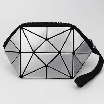silver geometric cosmetic bag