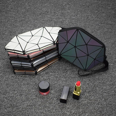 geometric holographic cosmetic bag
