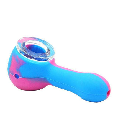 Cotton candy silicone pipe with glass bowl