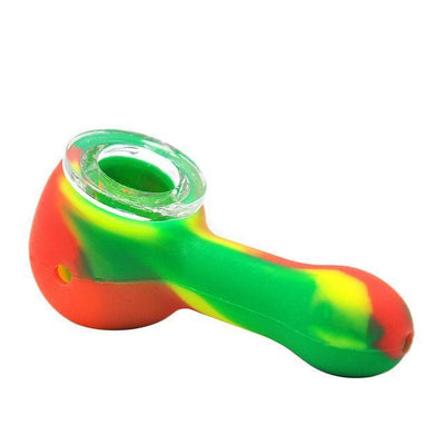 Rasta silicone pipe with glass bowl